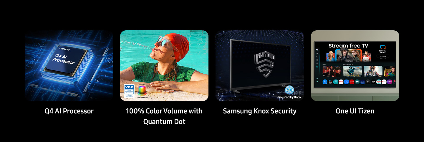 Процессор Q4 AI, 100% цветовой объем с квантовой точкой, яркость цветового объема и проверенный VDE логотип.