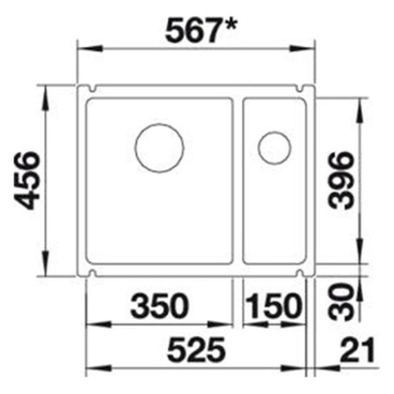 Кухонная мойка Blanco SUBLINE 350/150-U керамика PuraPlus белый 514522