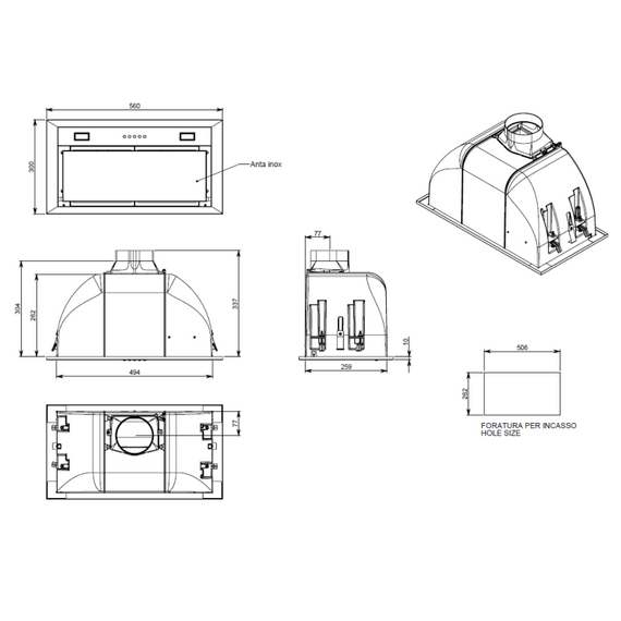 Вытяжка кухонная Falmec Built-in Max 50 Inox 600