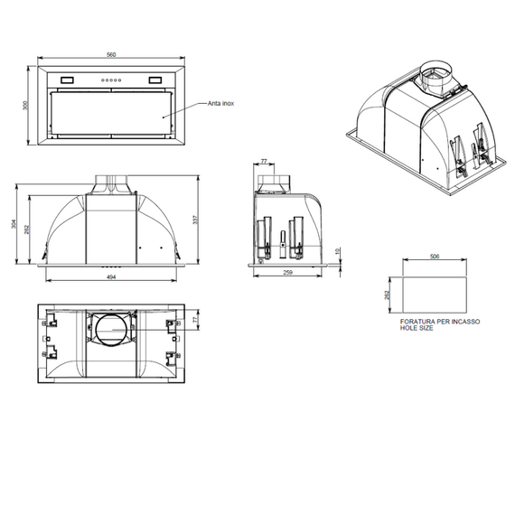 Вытяжка кухонная Falmec Built-in Max 50 bk 600