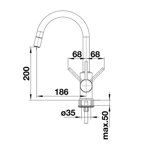 Кухонный смеситель Blanco MIDA-S антрацит 521455