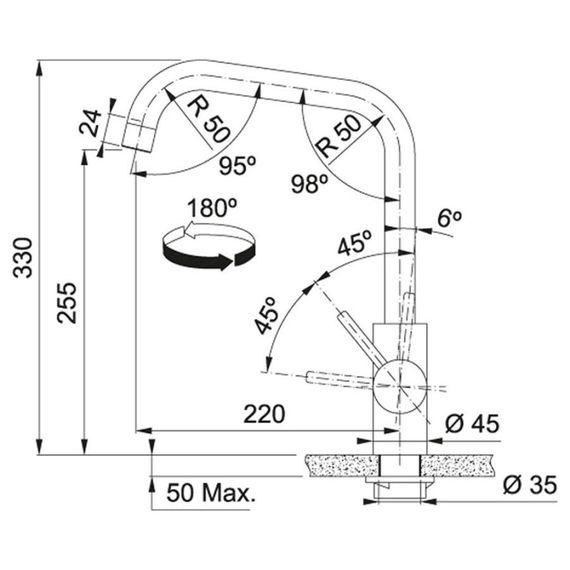 Кухонный смеситель Franke Kubus нерж.сталь