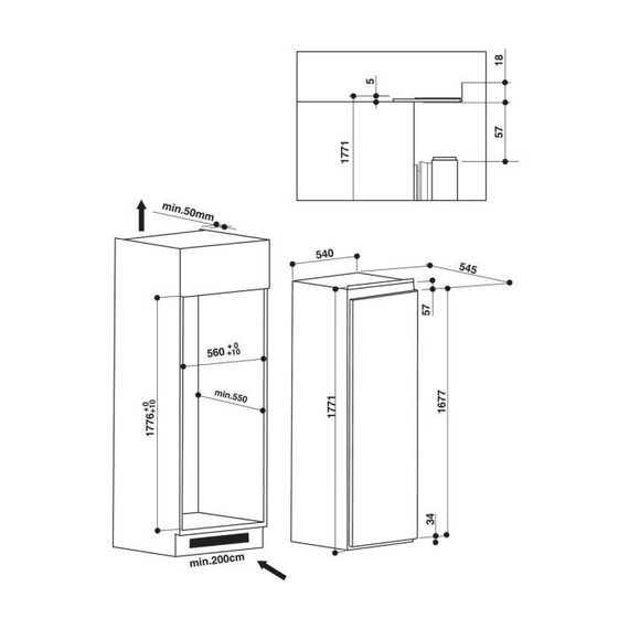 Холодильник встраиваемый Whirlpool ARG 18082 A++