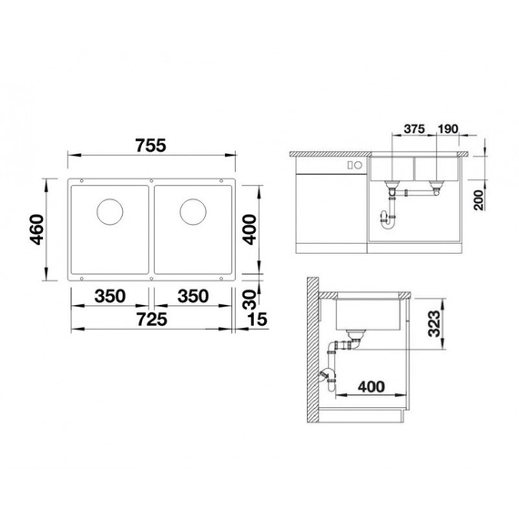 Кухонная мойка Blanco SUBLINE 350/350-U белый 523578