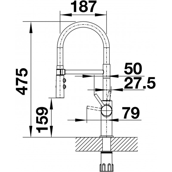 Кухонный смеситель Blanco CATRIS-S Flexo чёрний матовий 525793