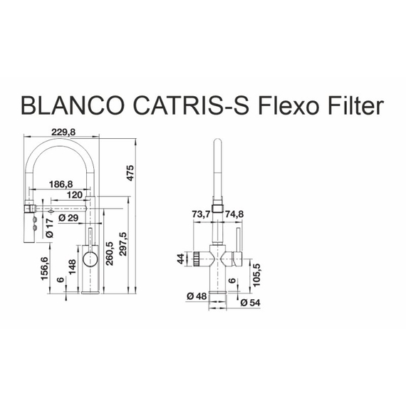 Кухонный смеситель Blanco CATRIS-S Flexo Filter PVD steel 526706