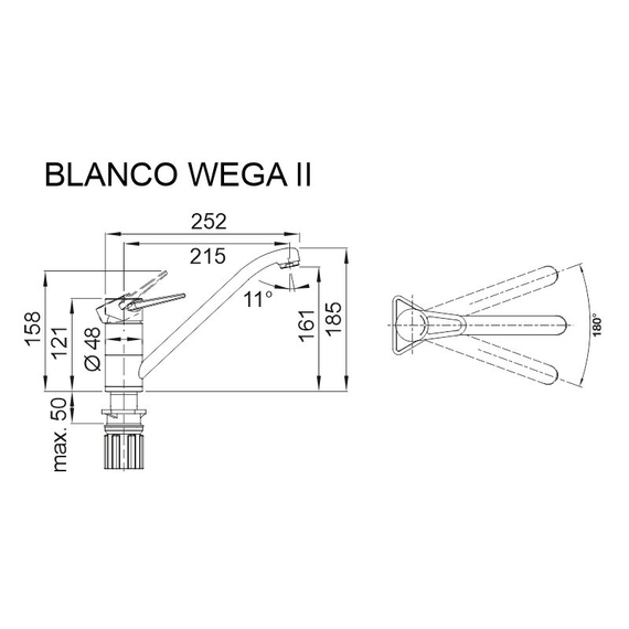 Кухонный смеситель Blanco WEGA II нежно белый 526980