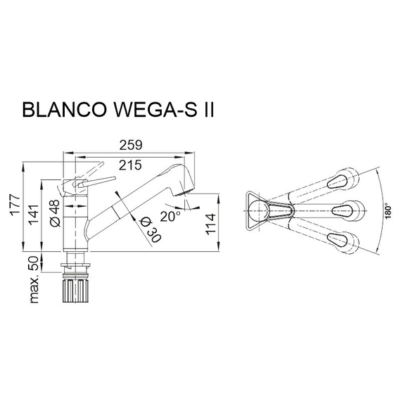 Кухонный смеситель Blanco WEGA-S II белый 526421