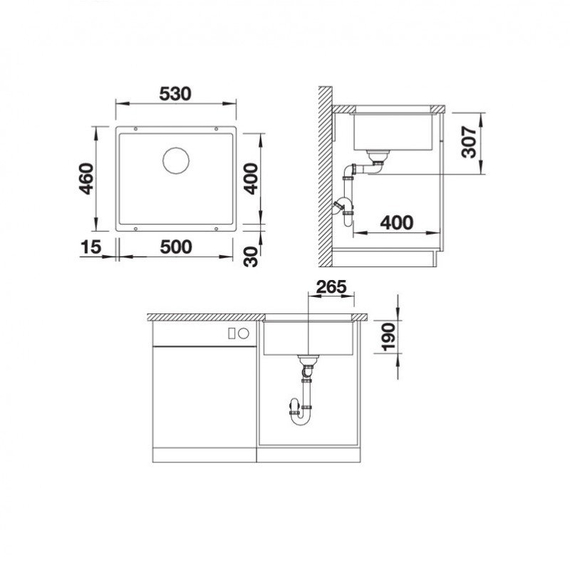 Кухонная мойка Blanco SUBLINE 500-U керамика PuraPlus глянсовый магнолия 523734