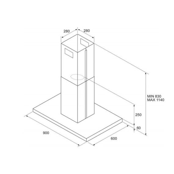 Вытяжка кухонная Elica SPOT PLUS ISLAND IX/A/60x90