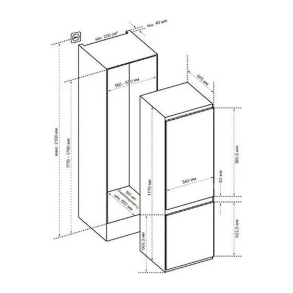 Холодильник вбудований VESTEL RF390BI3M-W