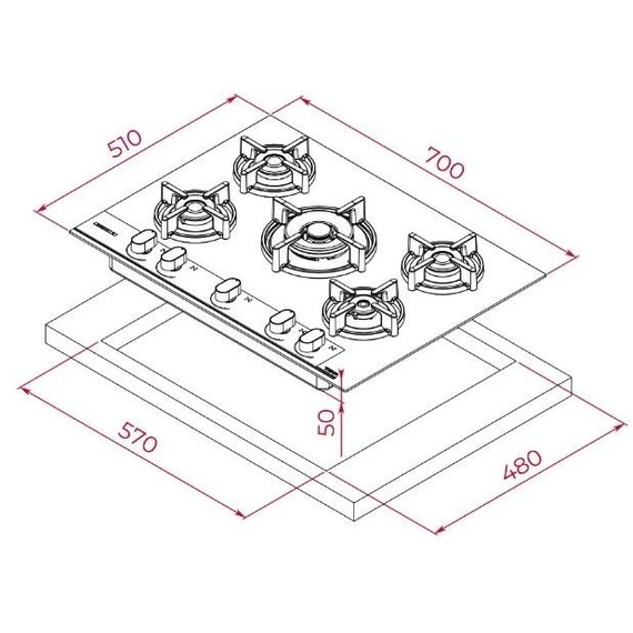 Варочная поверхность газовая Teka GBC 75 BM