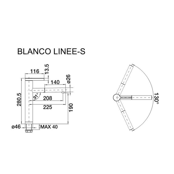 Кухонный смеситель Blanco LINEE-S нерж.сталь 517593