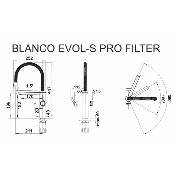 Кухонный смеситель Blanco EVOL-S PRO FILTER PVD steel 526311