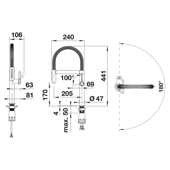 Кухонный смеситель Blanco CULINA-S II Mini satin dark steel 527469