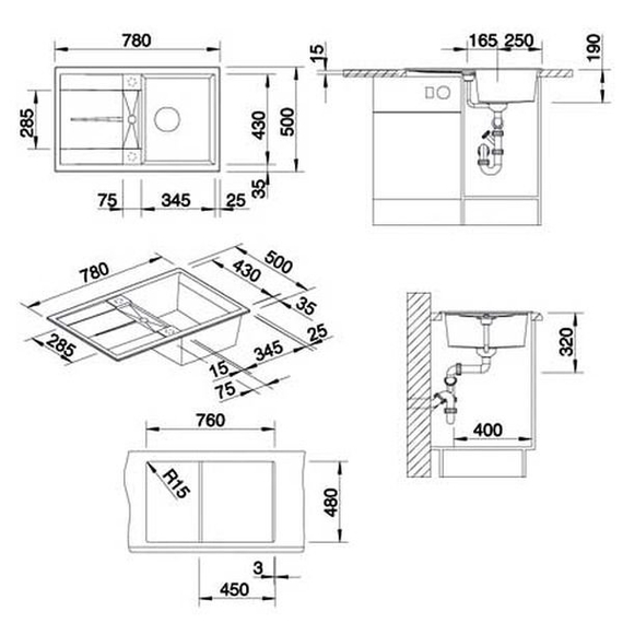 Кухонная мойка Blanco METRA 45 S серый беж 517345